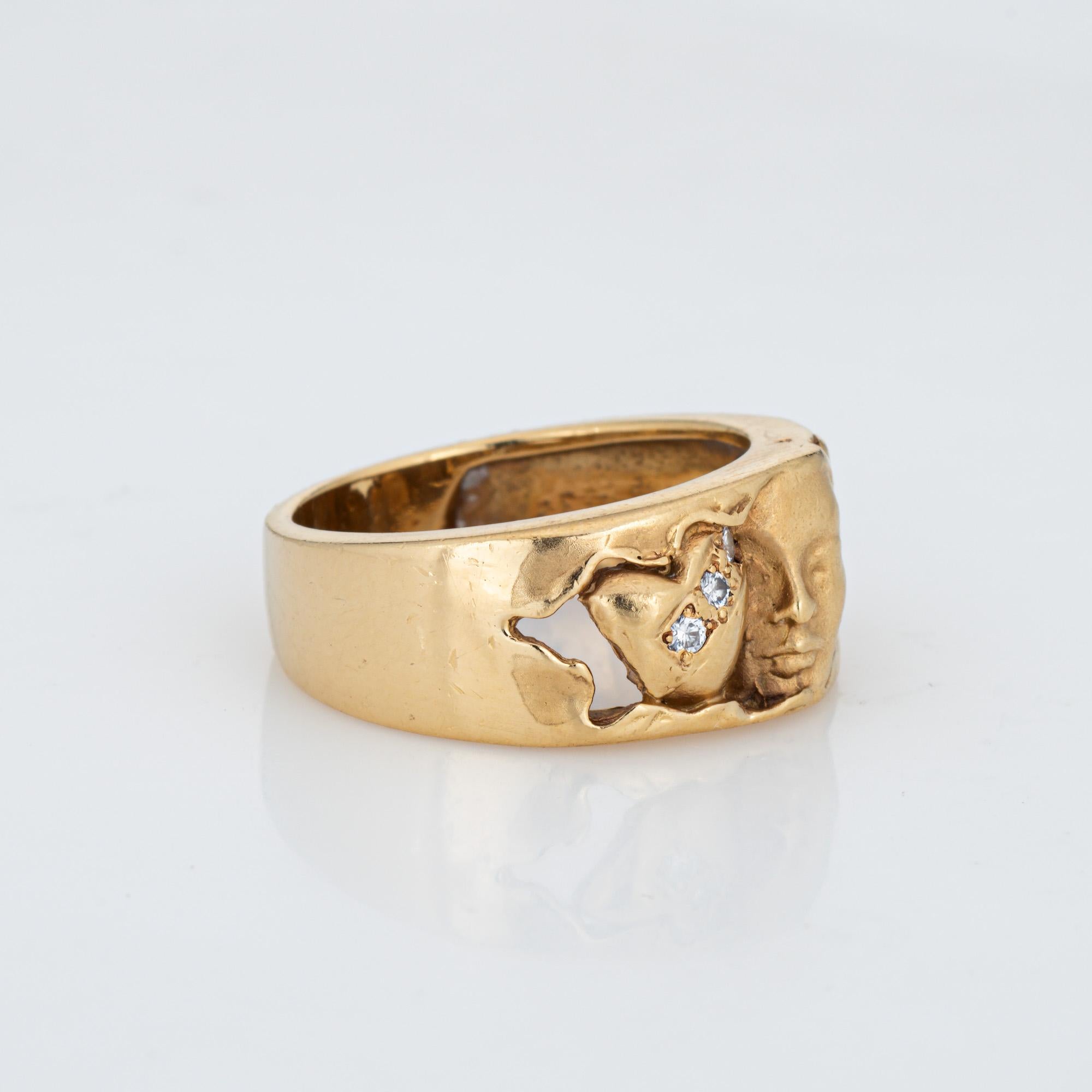 Modern Carrera y Carrera Heart Ring Diamond Sz 6.5 Face of Woman 18k Yellow Gold Love