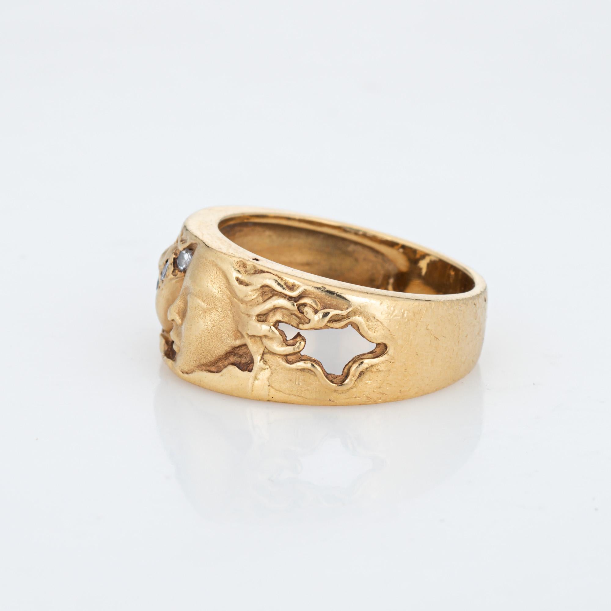 Round Cut Carrera y Carrera Heart Ring Diamond Sz 6.5 Face of Woman 18k Yellow Gold Love