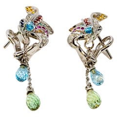 Carrera y Carrera Hoja Seca 18k White Gold & Sapphires Earring, 10070459