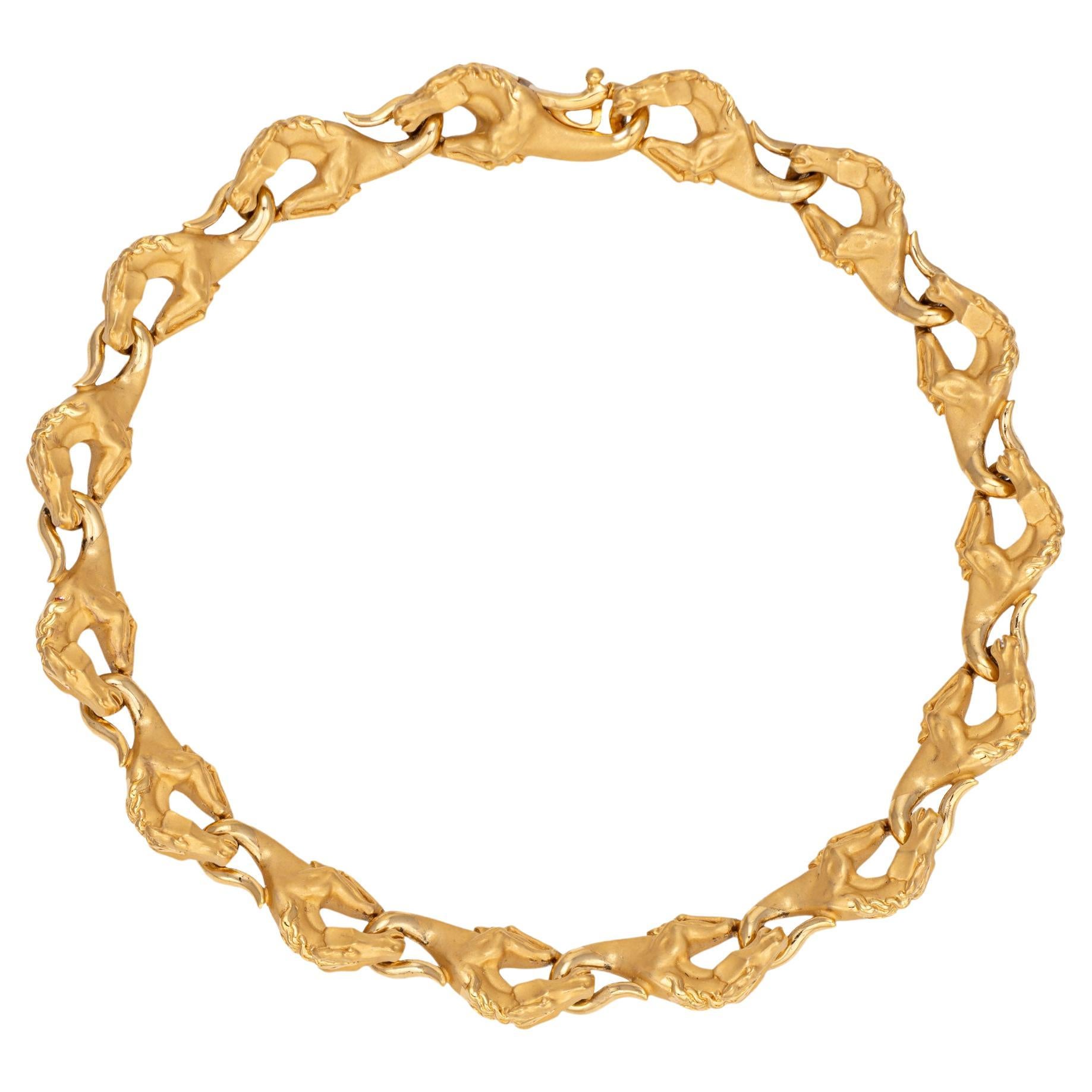 Carrera y Carrera Horse Bracelet Estate 18k Yellow Gold 7.5" Fine Jewelry For Sale