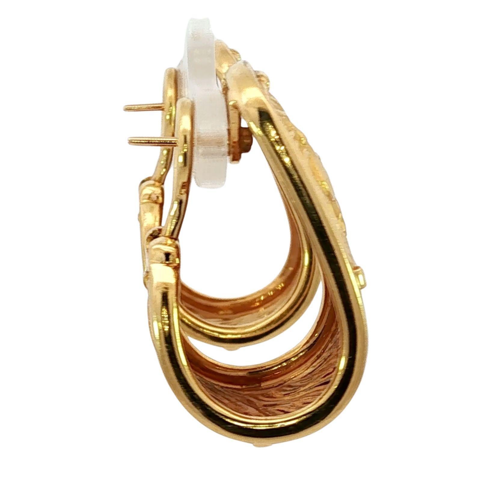 Orecchini a cerchio con motivo a cavallo Carrera y Carrera in oro giallo 18 carati con scatola in vendita 4