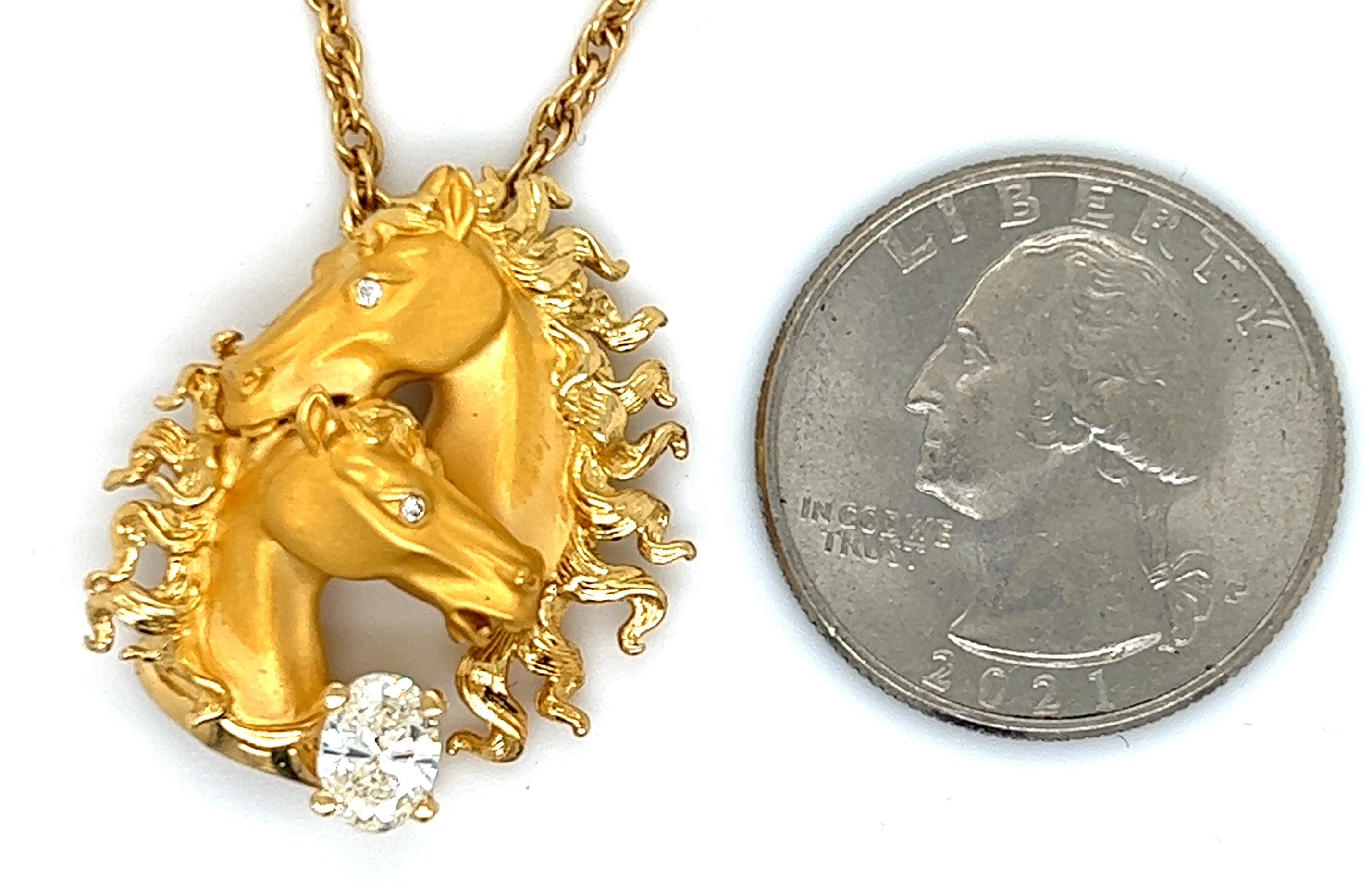 Carrera Y Carrera Horse Themed Diamond Pendant Necklace  For Sale 2