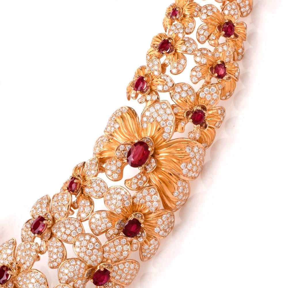 Carrera y Carrera Imperial Seda Collection Orquideas 18K Diamond Ruby Necklace  In Excellent Condition In Miami, FL