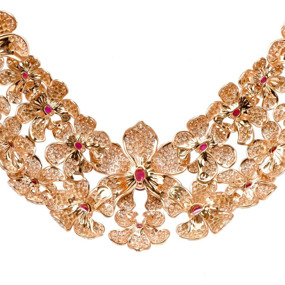 Women's Carrera y Carrera Imperial Seda Collection Orquideas 18K Diamond Ruby Necklace 