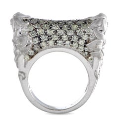 Carrera y Carrera Jazmín 18 Karat White Gold Green Sapphire Pave Cylinder Ring
