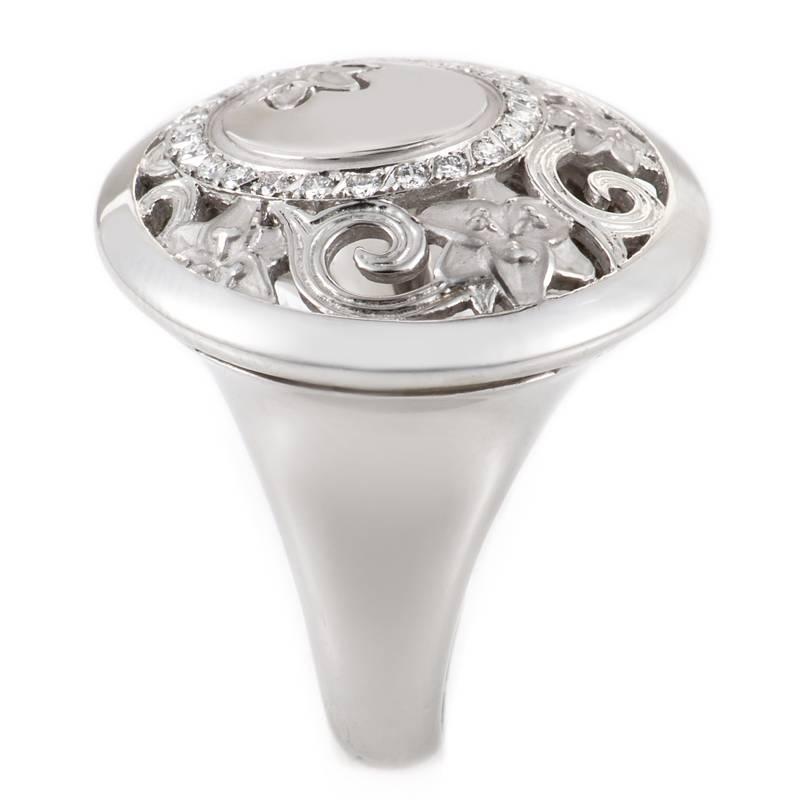 Carrera y Carrera Jazmin Women’s 18 Karat White Gold Diamond Lace Cocktail Ring In New Condition In Southampton, PA