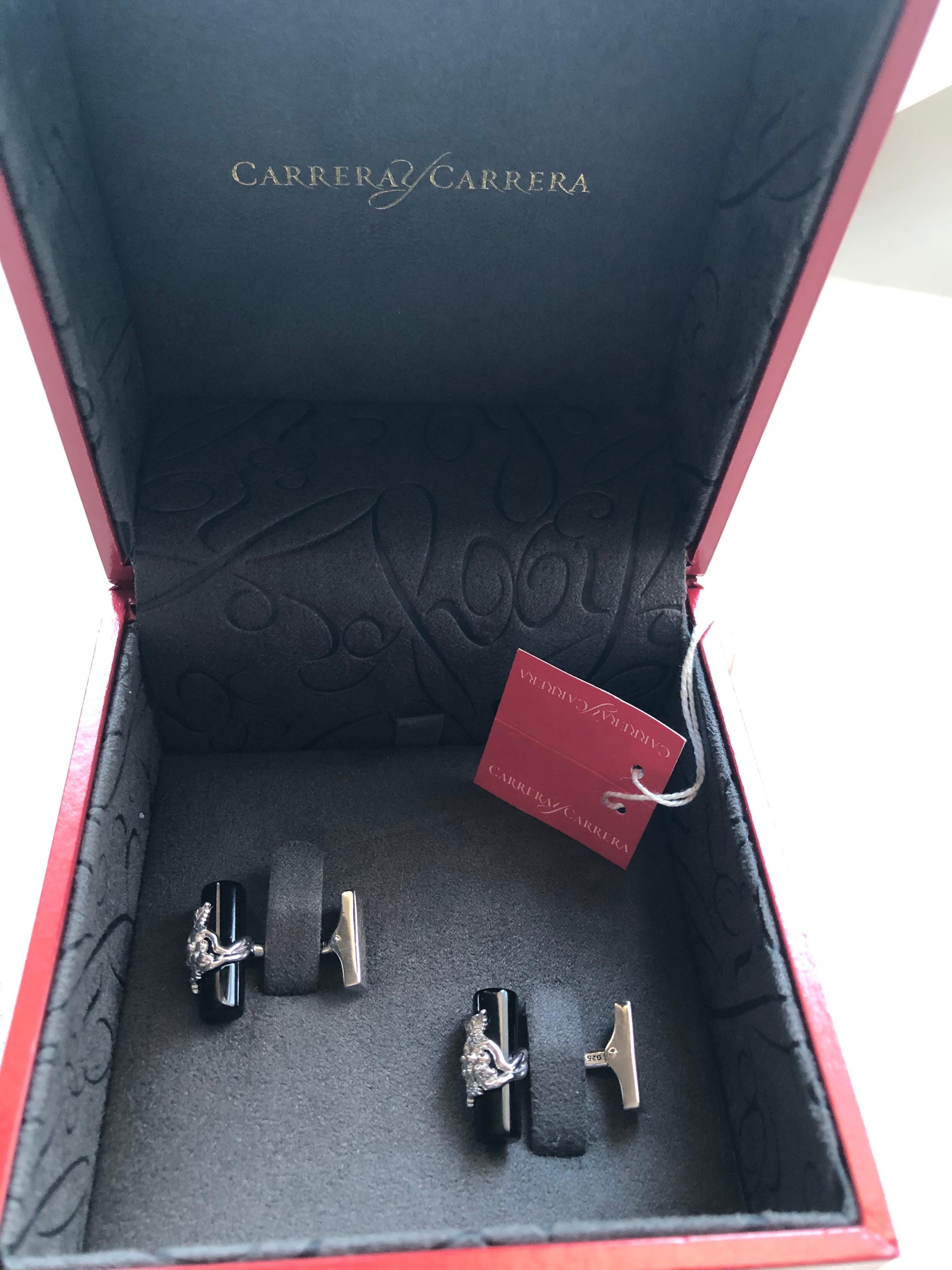 Carrera Y Carrera La Vina Sterling Silver and Black Onyx Cufflinks 1