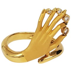 Carrera y Carrera 'Las Manos' Gold and Diamond Hand Motif Ring