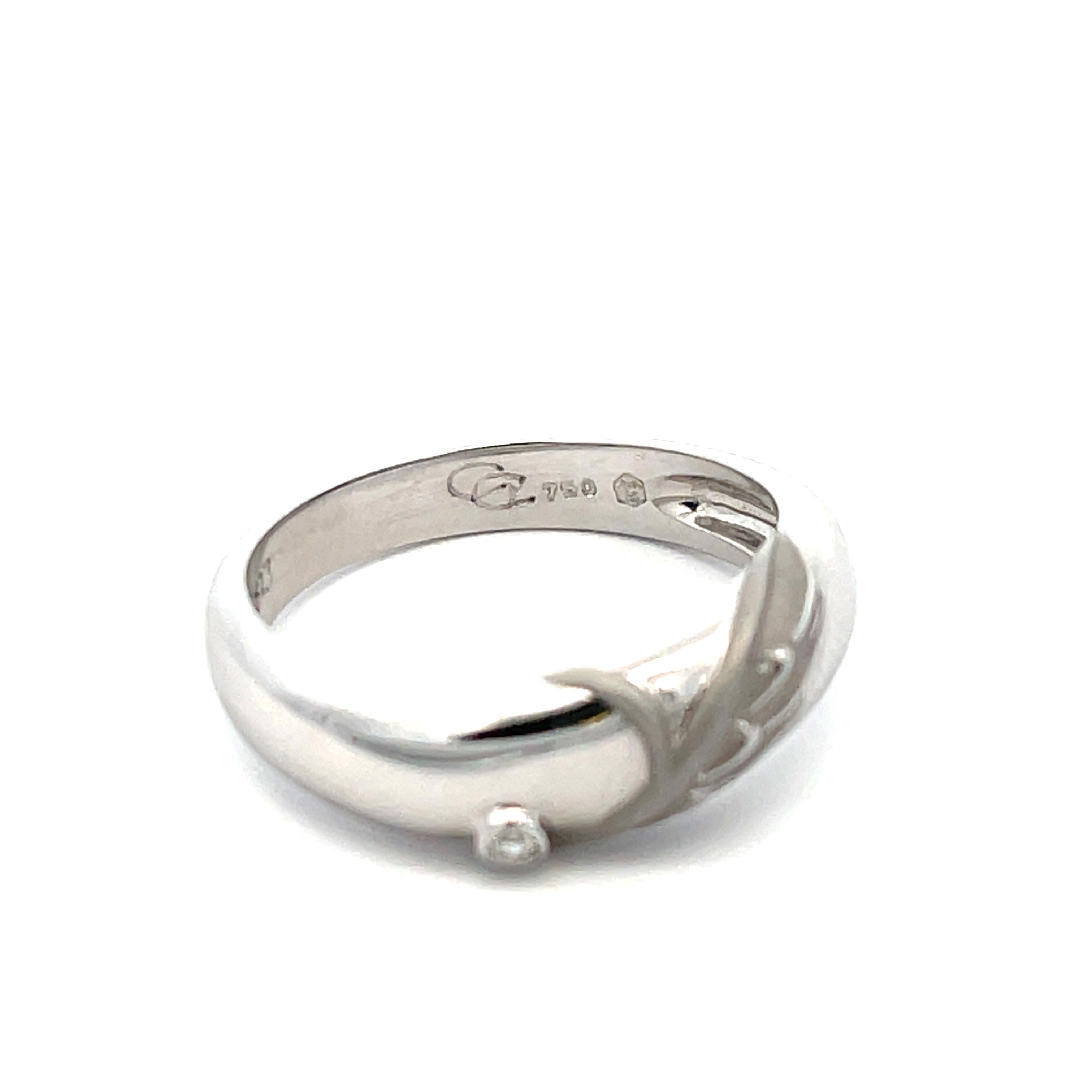 Carrera Y Carrera Leaf Band with  Diamond 0.02ct  18K White Gold
Size 6 
4.2 Grams