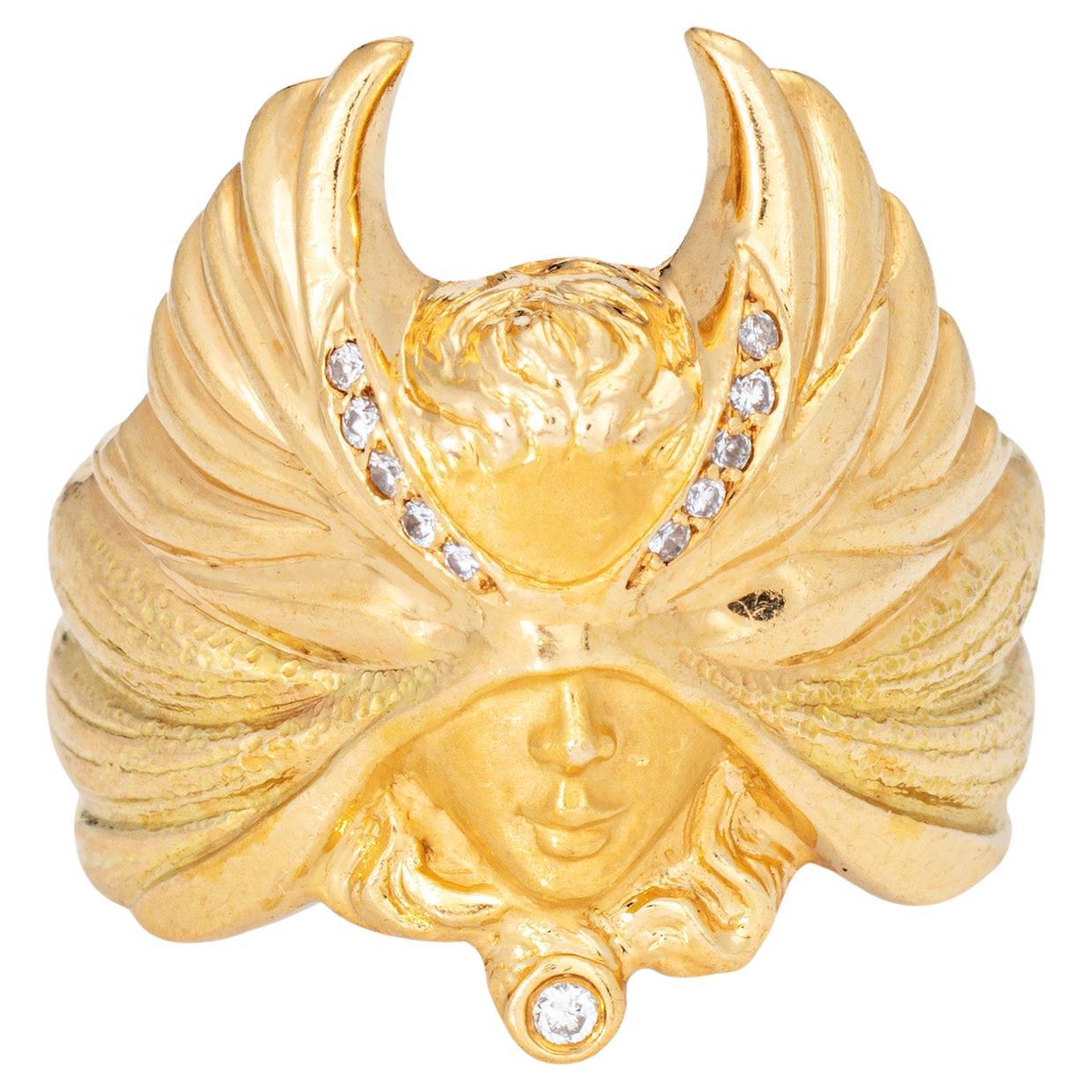 Carrera y Carrera Anillo Ángel Enmascarado Diamante Oro 18k Sz 6.75 Joyas Firmadas en venta