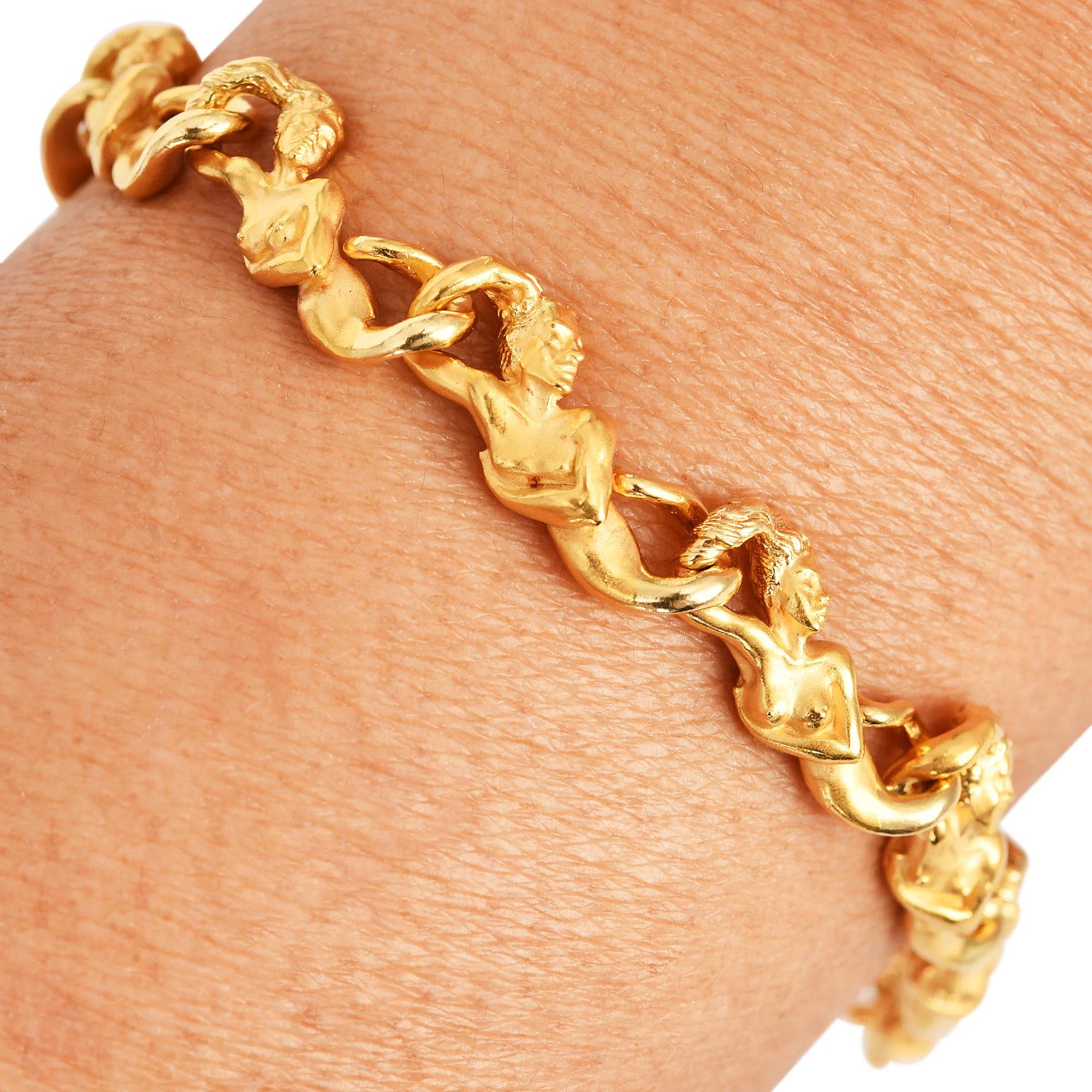 Carrera y Carrera  Meerjungfrau 18K Gelbgold Link-Armband im Angebot 2