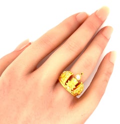 Carrera y Carrera Mi Princesa Crown Diamond 18k Yellow Gold Ring Size 6