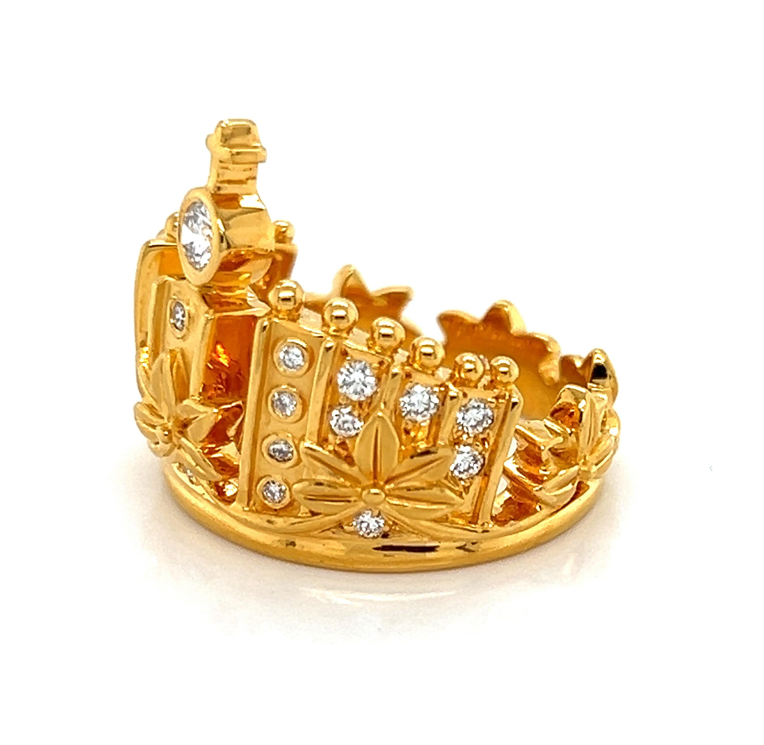 For Sale:  Carrera y Carrera Mi Princes Crown Diamond 18k Yellow Gold Ring - Size 6 6