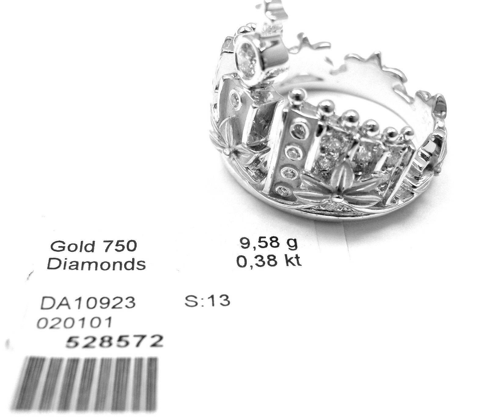 Women's or Men's Carrera y Carrera Mi Princess Crown Diamond White Gold Ring For Sale