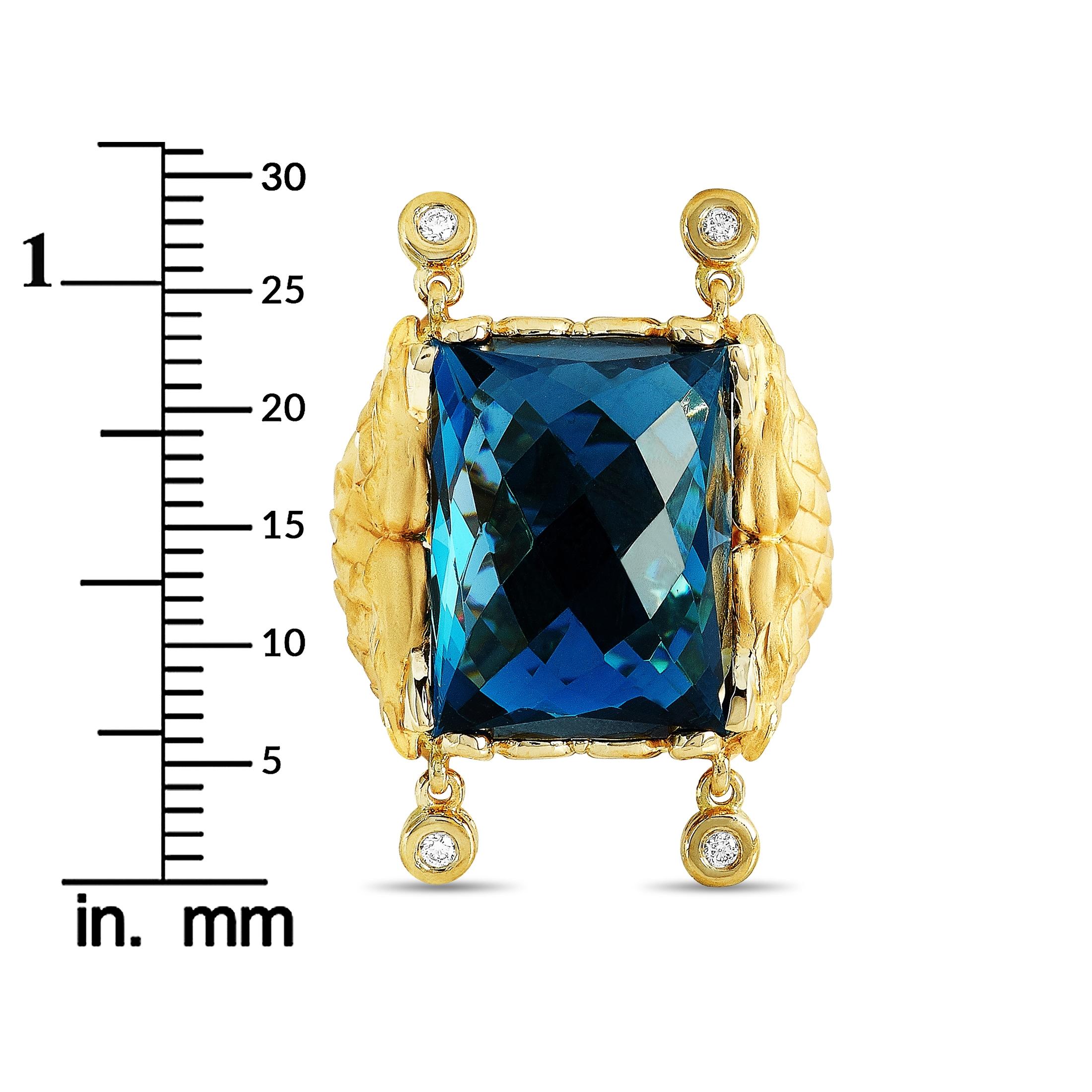 Carrera y Carrera Nanking 18 Karat Gold 0.07 Carat Diamond and Blue Topaz Ring In New Condition In Southampton, PA