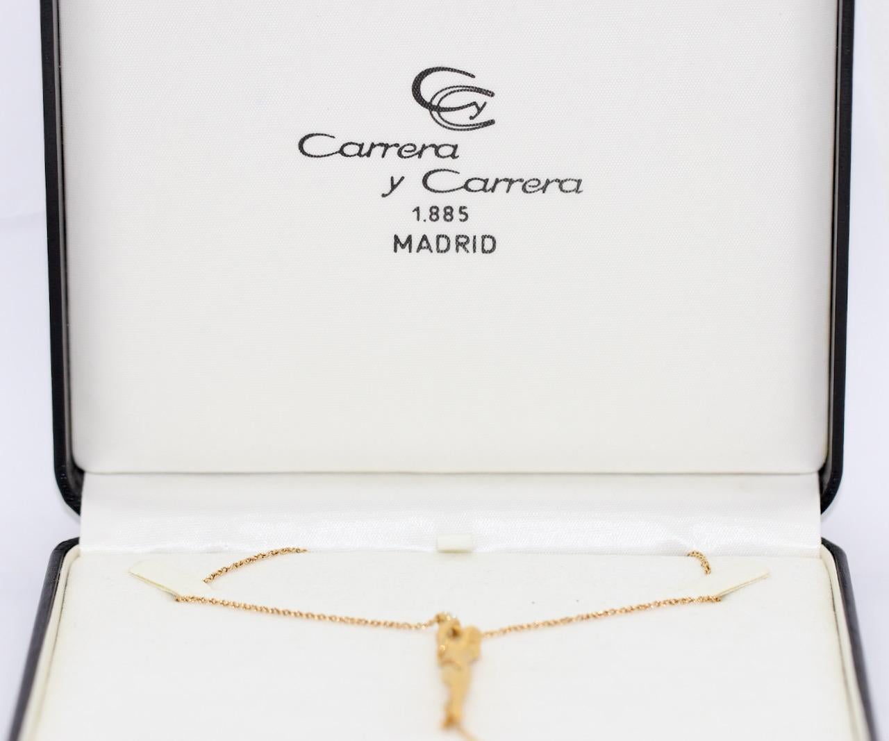 Carrera y Carrera Halskette mit Anhänger, nackte Frau, 18 Karat Gold mit Diamant im Angebot 2