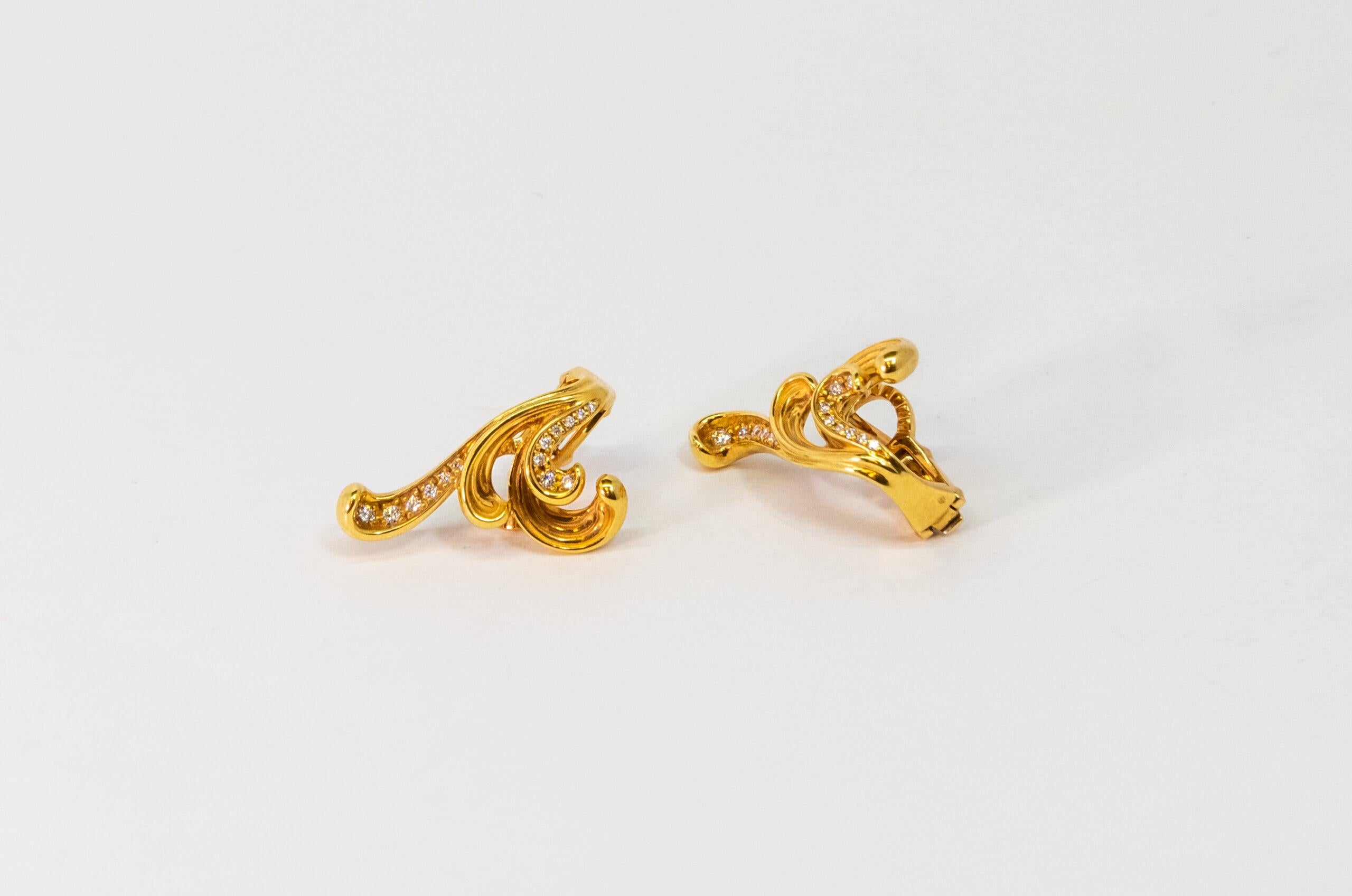 Carrera y Carrera, boucles d'oreilles Origen en or jaune 18 carats et diamants, 10068451 Neuf - En vente à North Miami Beach, FL