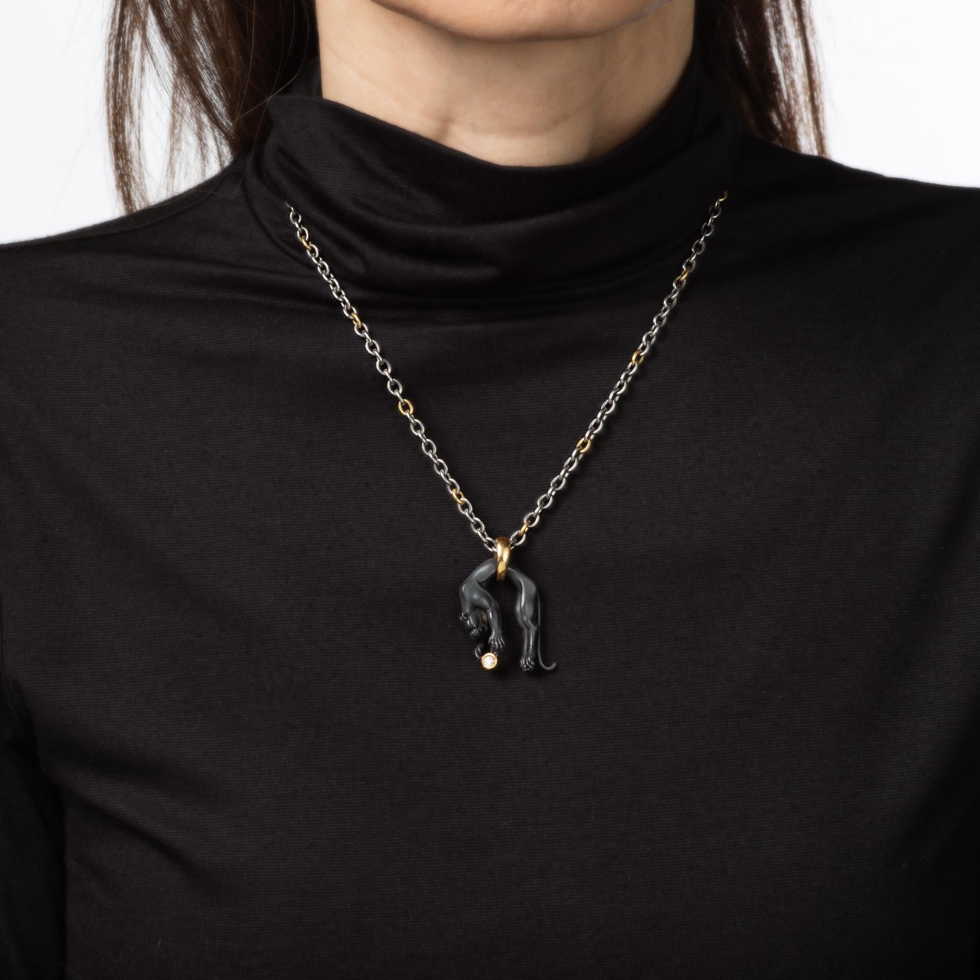 Contemporain Carrera y Carrera Collier Panthère Diamant Or 18k Acier Signé Bijoux 2000s en vente