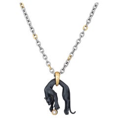 Carrera y Carrera Panther Necklace Diamond 18k Gold Steel Signed Jewelry 2000s