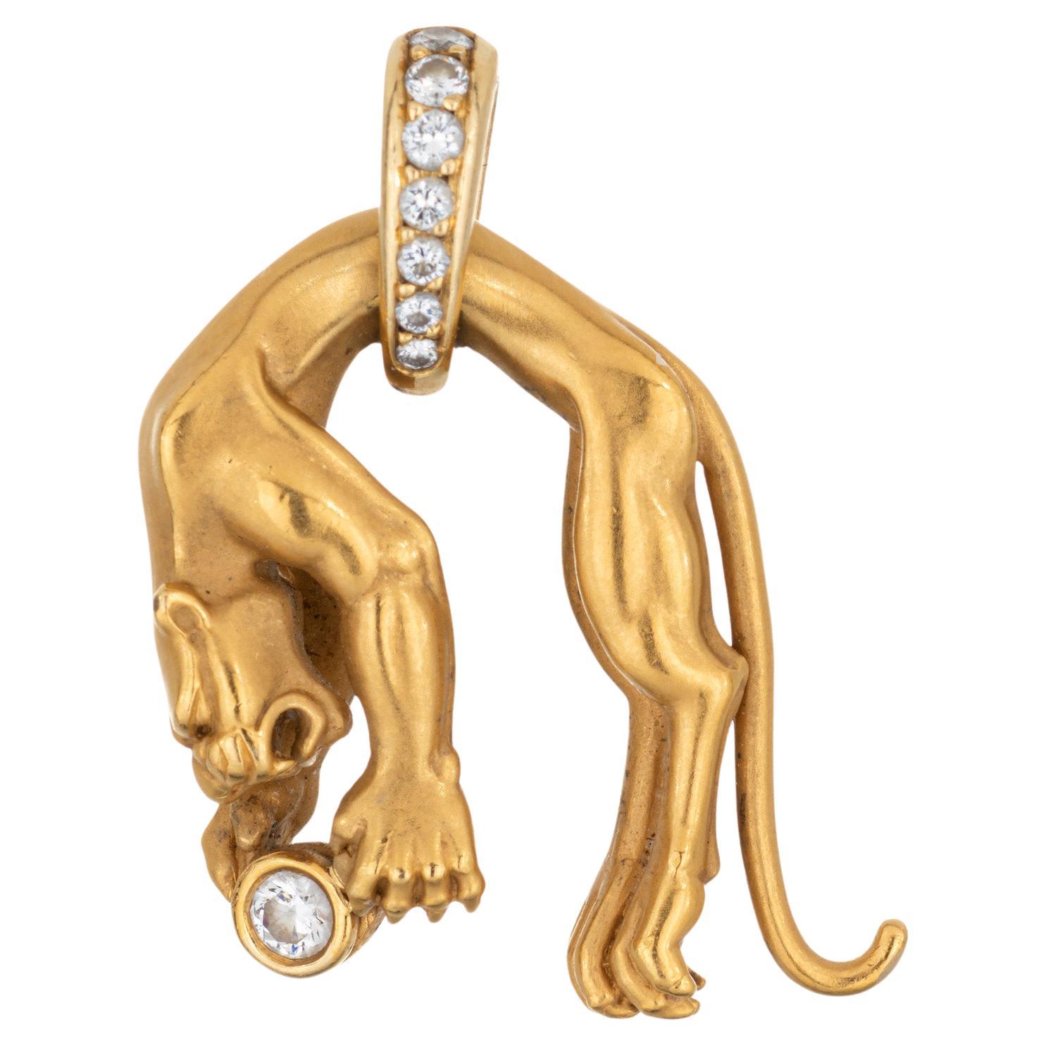 Carrera y Carrera Panther Pendant Diamond Estate 18k Yellow Gold Fine Jewelry