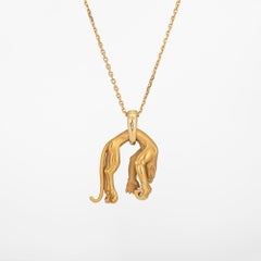 Carrera y Carrera Panther Pendant Necklace Diamond Estate 18k Yellow Gold