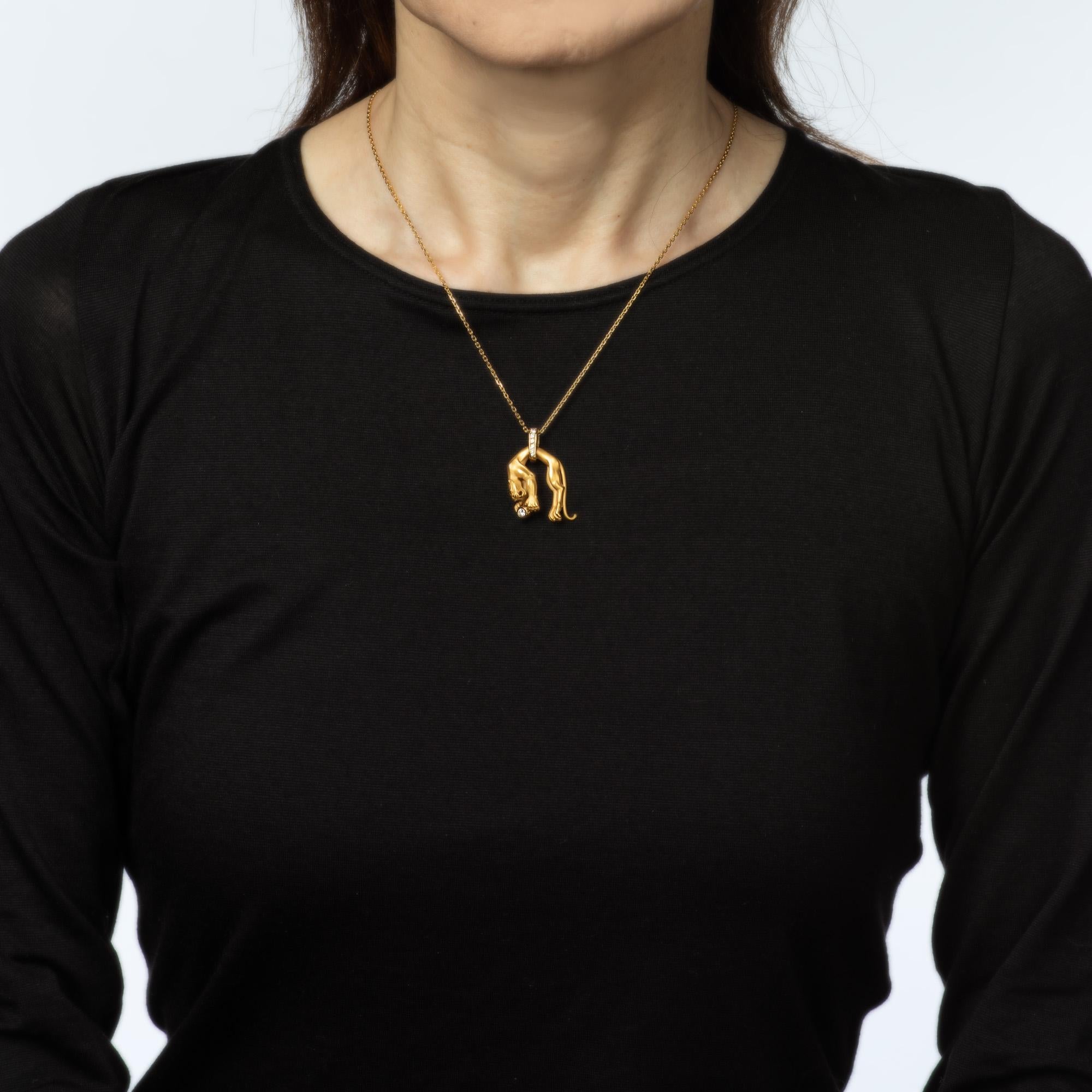 Modern Carrera y Carrera Panther Pendant Necklace Diamond Estate 18k Yellow Gold