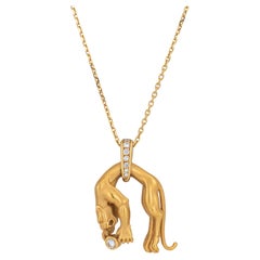 Carrera y Carrera Panther Ciondolo Collana Diamante Estate Oro Giallo 18k