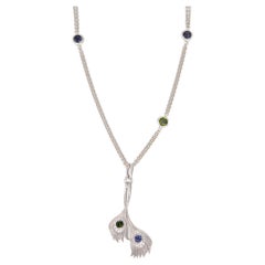 Carrera y Carrera Collier paon en or blanc 18 carats iolite tsavorite grenat 17 pouces