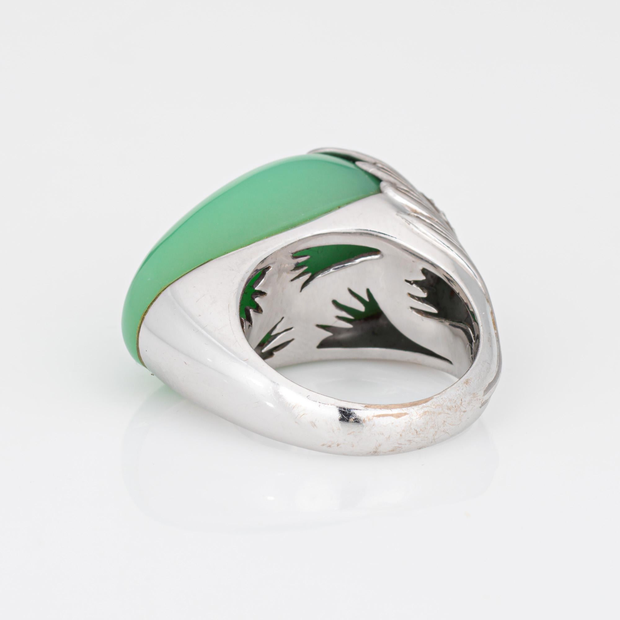 Contemporary Carrera y Carrera Peacock Ring Green Chalcedony Diamond Sz 6.5 Estate Jewelry For Sale