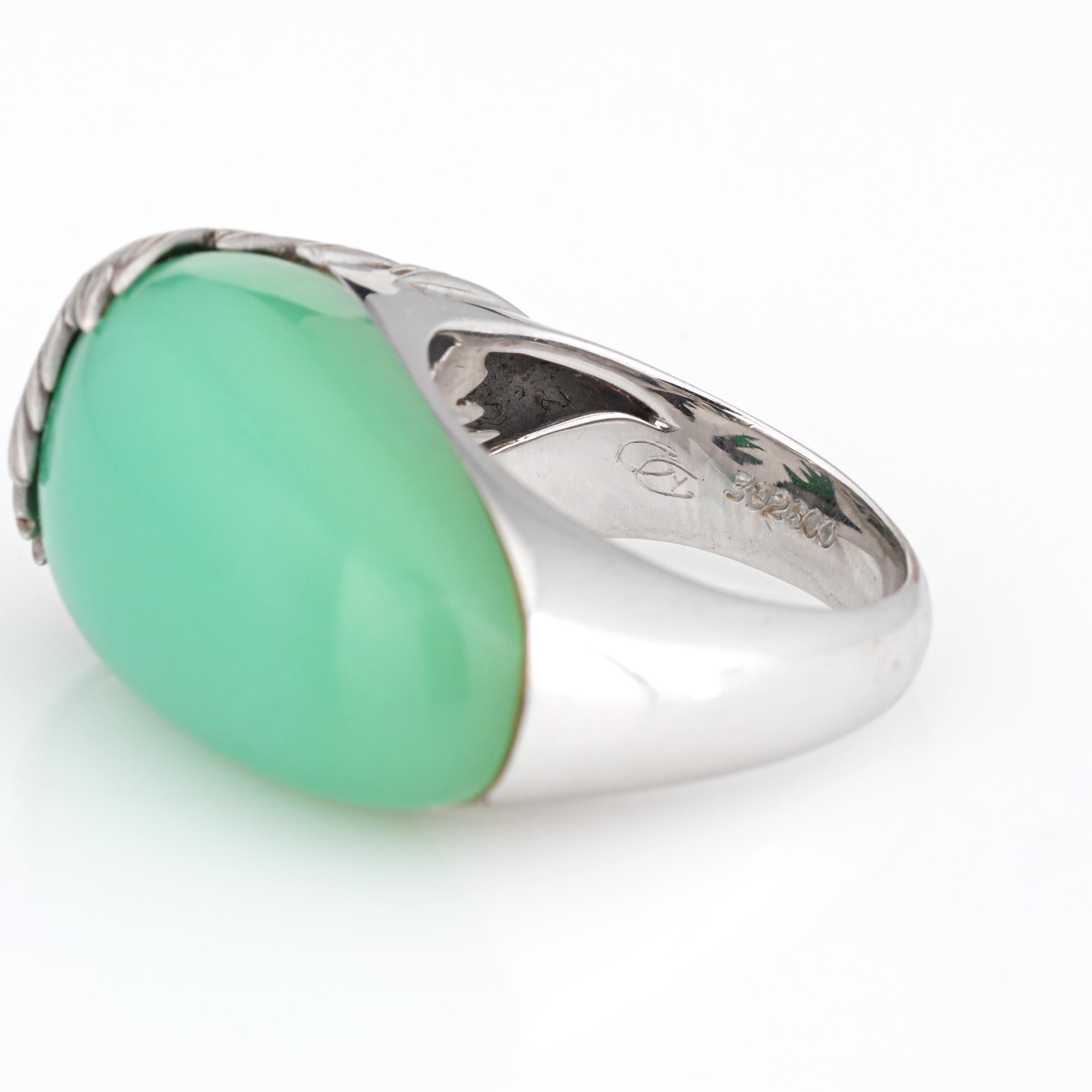 Carrera y Carrera Peacock Ring Green Chalcedony Diamond Sz 6.5 Estate Jewelry In Good Condition For Sale In Torrance, CA