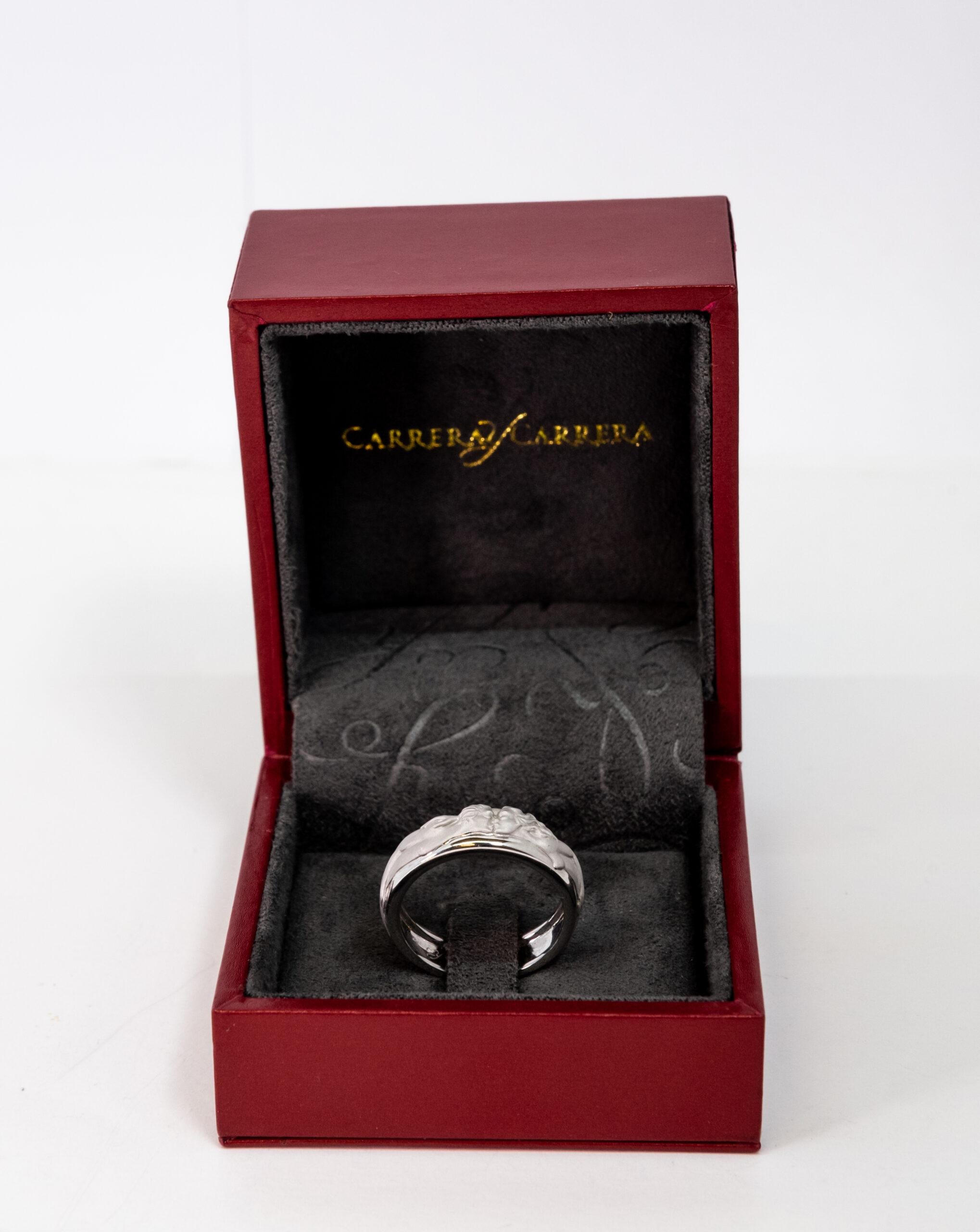 Carrara Y Carrara Promesa 18k White Gold Ring, 10076581 In New Condition For Sale In North Miami Beach, FL
