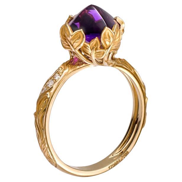 Carrera y Carrera, Ring Lia 2.77 Carats Sugarloaf Amethyst with Diamonds For Sale