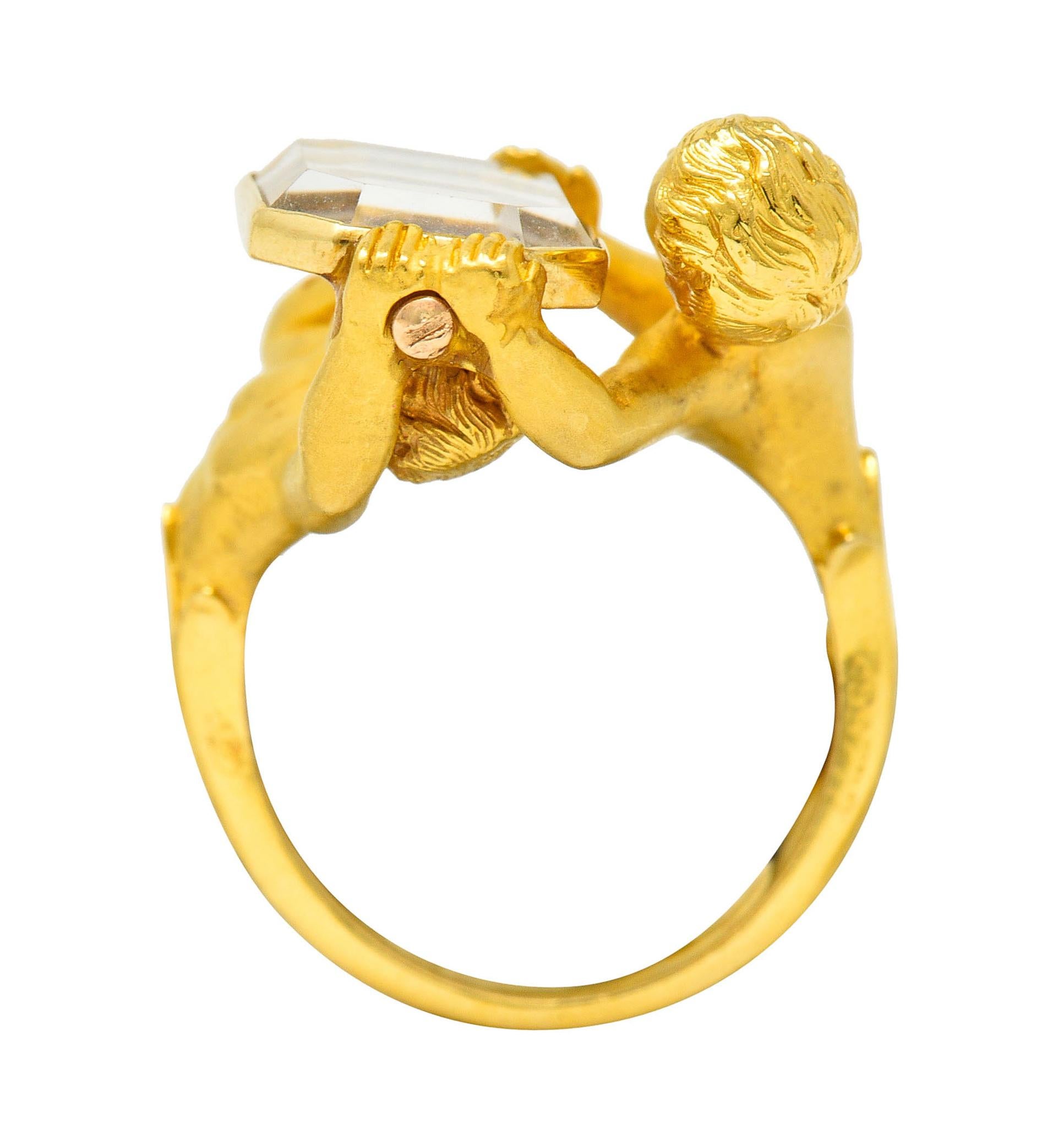 Carrera Y Carrera Rock Crystal 18 Karat Gold Cherubic Ring 5