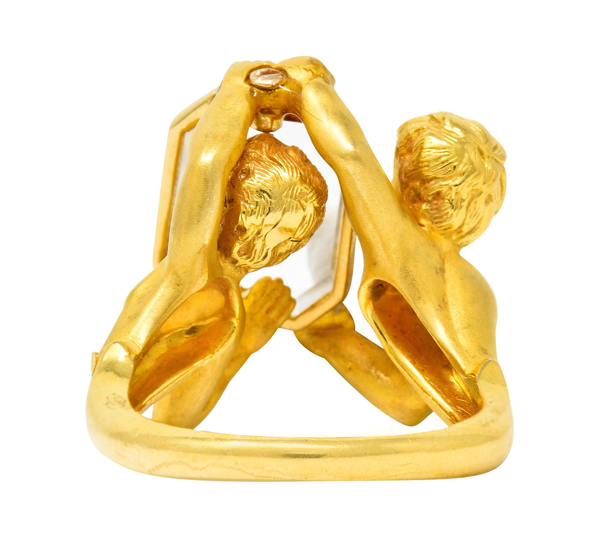 Contemporary Carrera Y Carrera Rock Crystal 18 Karat Gold Cherubic Ring