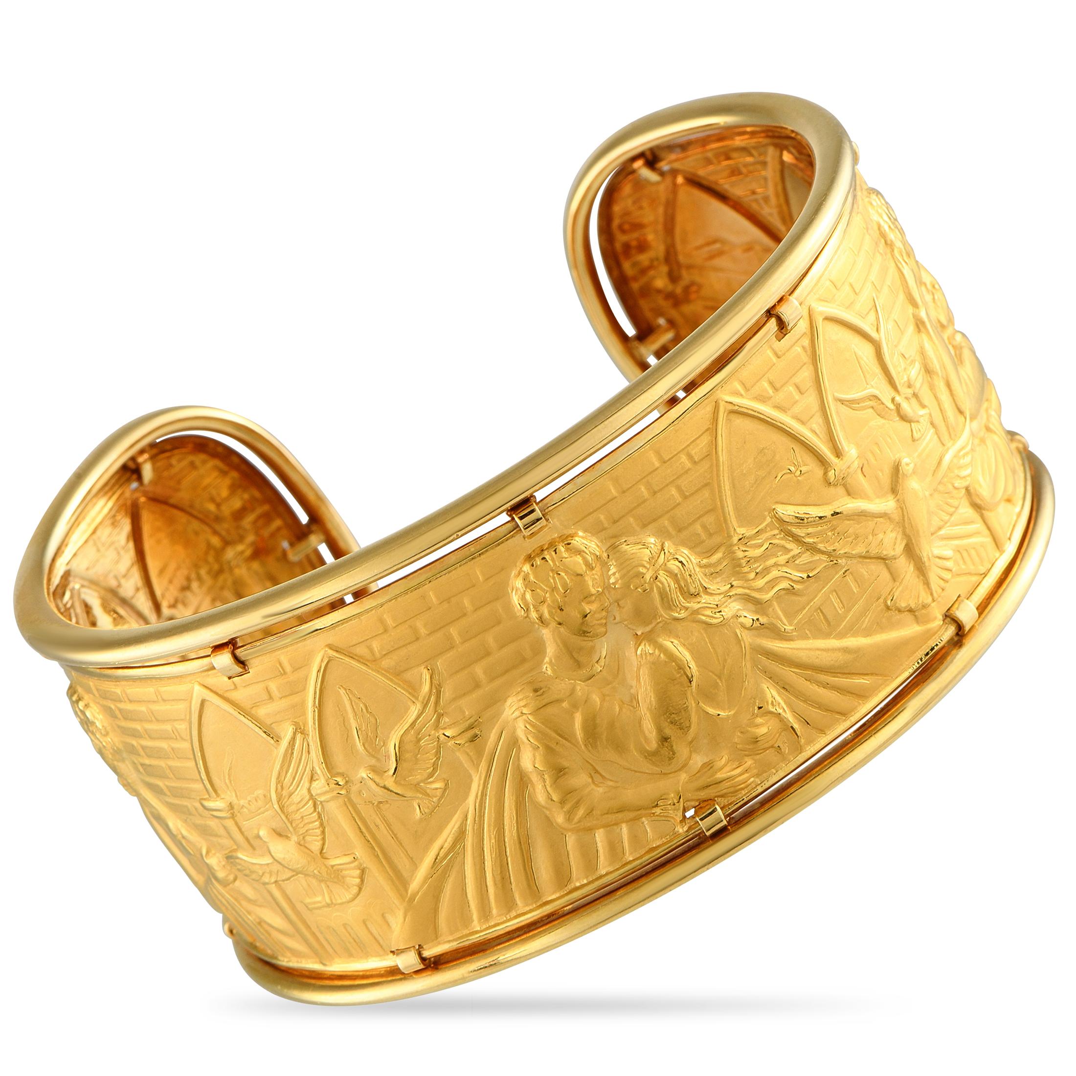 Women's Carrera y Carrera Romeo and Juliet 18K Yellow Gold Cuff Bracelet For Sale