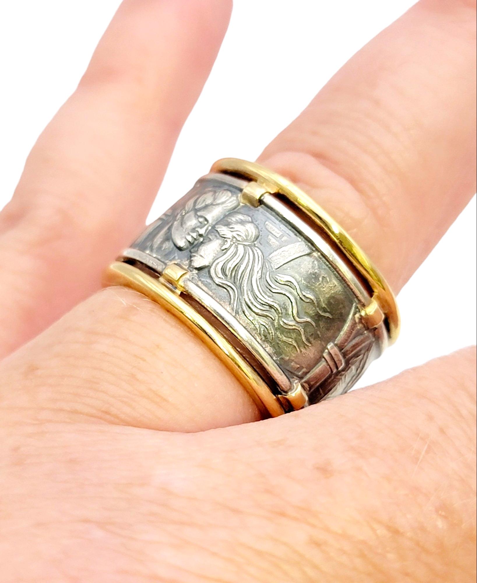 Carrera Y Carrera Romeo & Juliet Band Ring in Sterling Silver and Yellow Gold 6