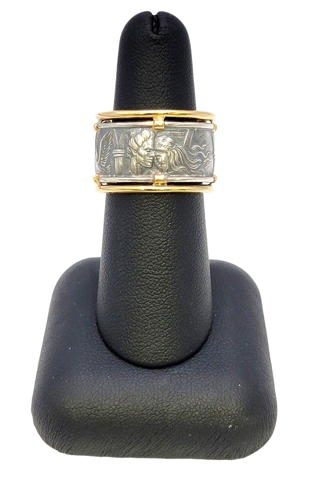 Carrera Y Carrera Romeo & Juliet Band Ring in Sterling Silver and Yellow Gold 7