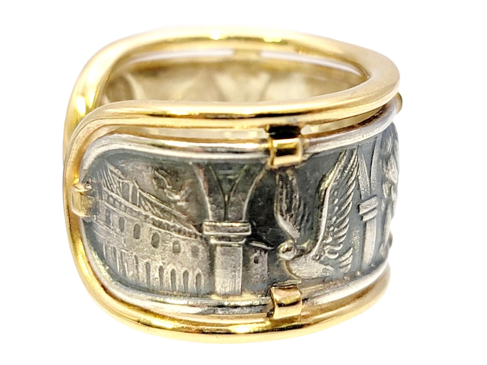 Contemporary Carrera Y Carrera Romeo & Juliet Band Ring in Sterling Silver and Yellow Gold