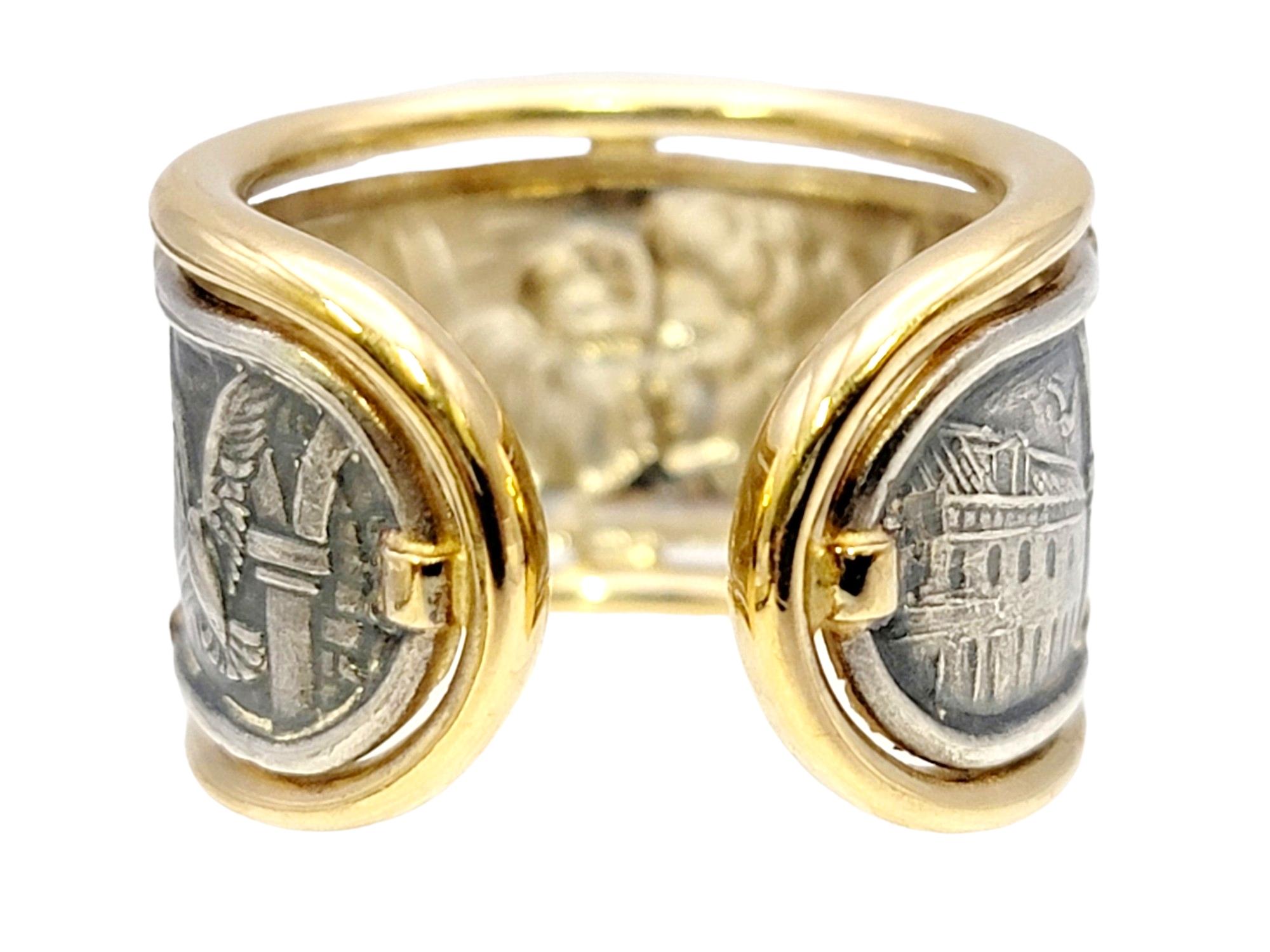Women's or Men's Carrera Y Carrera Romeo & Juliet Band Ring in Sterling Silver and Yellow Gold 