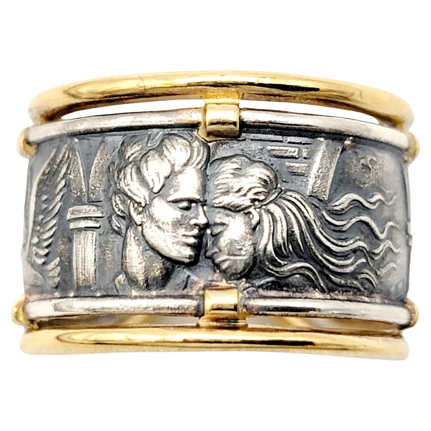 Carrera Y Carrera Romeo & Juliet Band Ring in Sterling Silver and Yellow Gold 