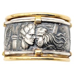 Carrera Y Carrera Romeo & Juliet Band Ring in Sterling Silver and Yellow Gold 