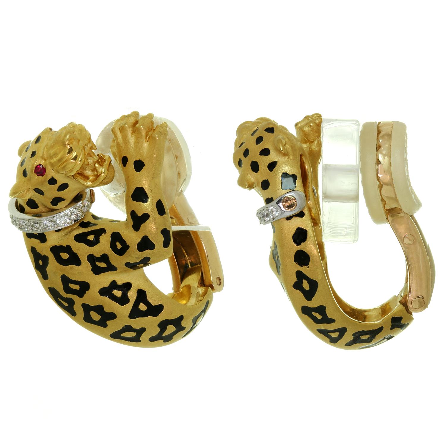 leopard clip on earrings