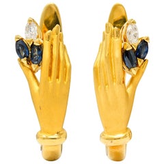Carrera y Carrera Sapphire Diamond 18 Karat Gold Las Manos Earrings