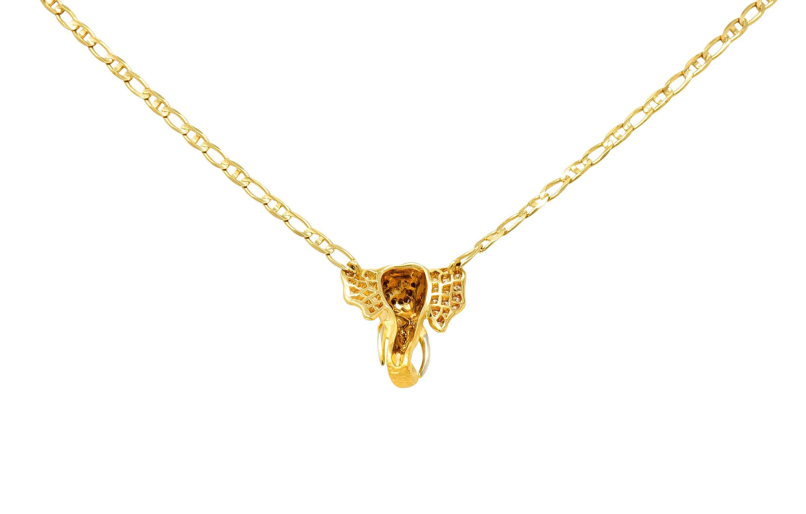 Brilliant Cut Carrera Y Carrera Sapphire Ruby Diamond 18 Karat Yellow Gold Elephante Necklace