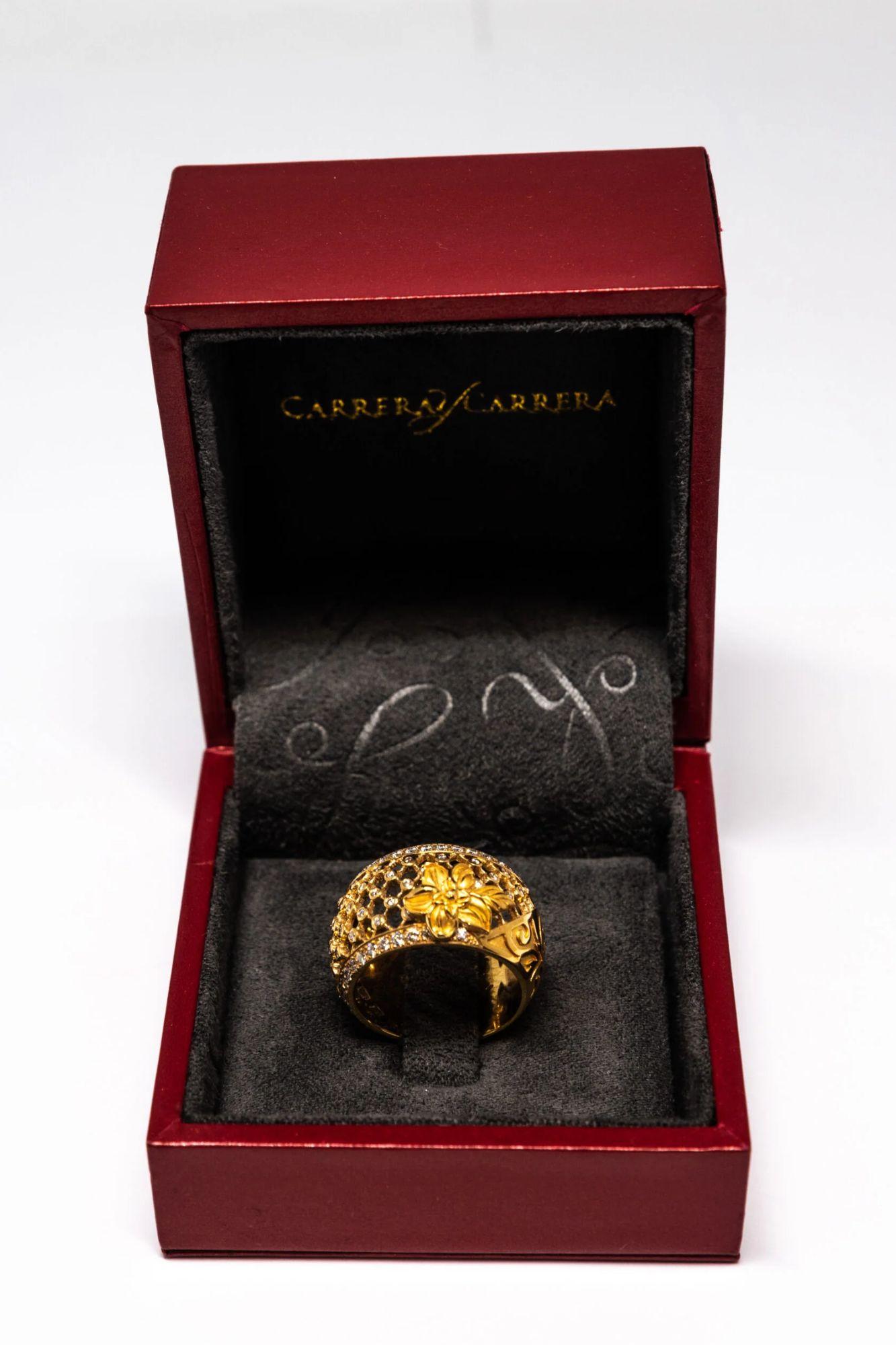 Women's Carrera Y Carrera Sierpes 0.68 Carat Diamonds Yellow Gold Ring For Sale