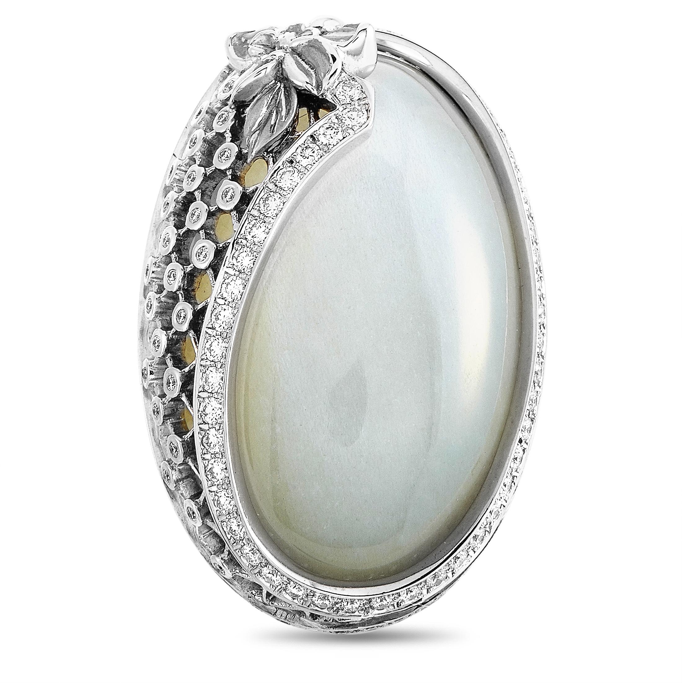 Women's Carrera y Carrera Sierpes Maxi 18K White Gold 1.65 Ct Diamond and Moonstone Ring