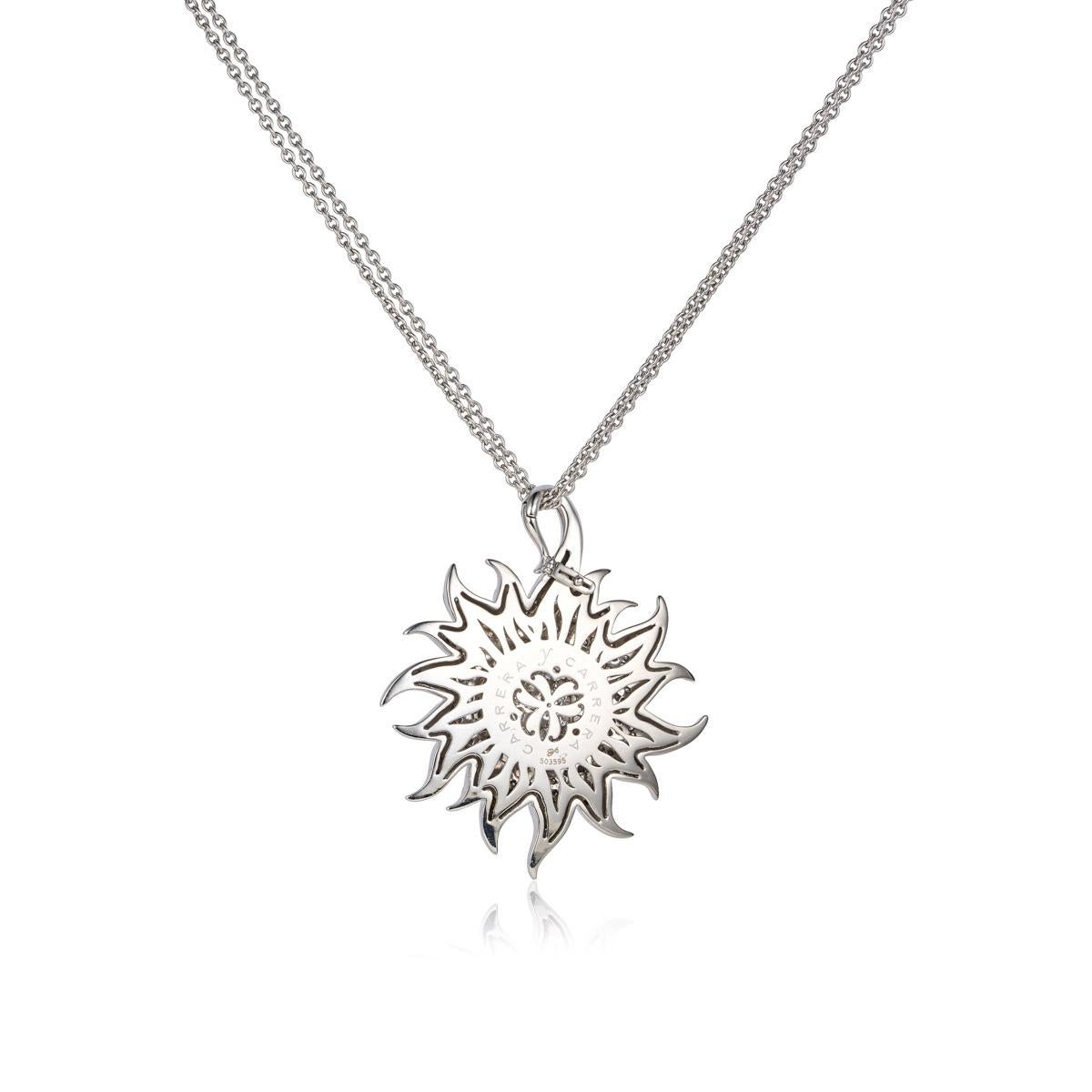 Round Cut Carrera Y Carrera Sol y Sombra Diamond Sun Necklace For Sale
