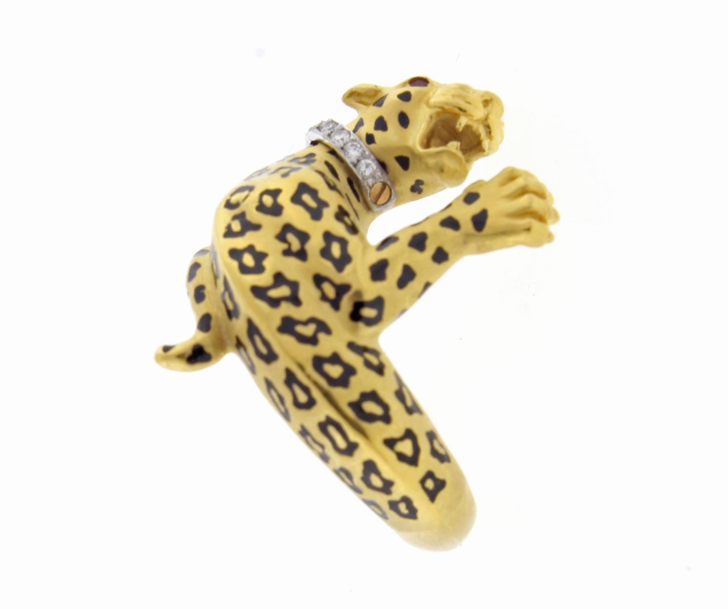 Carrera y Carrera Spotted Leopard Diamond Ring In Good Condition In Bethesda, MD