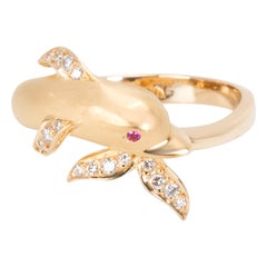 Carrera y Carrera Textured Dolphin Diamond Ring in 18K Yellow Gold 0.1 Carat