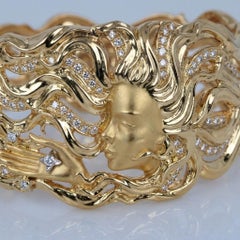 Carrera y Carrera Venus Diamond 18k Yellow Gold Wide Bangle Bracelet